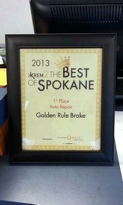 Golden rule brake - Golden Rule Brake is a trusted auto repair company with multiple locations in Spokane, WA and Post Falls, ID. Their team of experienced technicians provides a wide range of services, including brakes, shocks, struts, CV joints, and alignments, with a special focus on electric and hybrid vehicles. 
